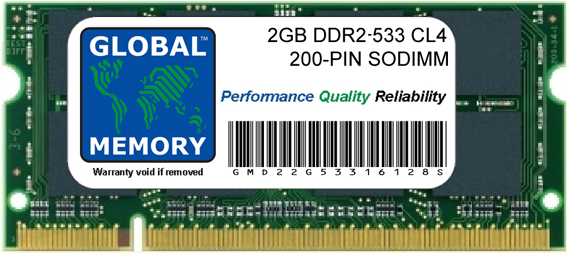 2GB DDR2 533MHz PC2-4200 200-PIN SODIMM MEMORY RAM FOR LAPTOPS/NOTEBOOKS